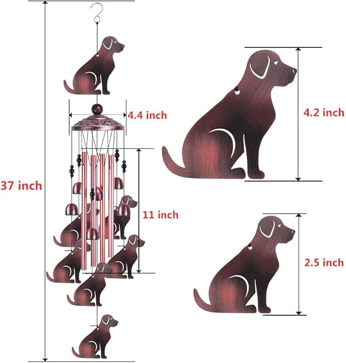 Dog Wind Chimes for Outside,Metal Windchimes,Dog Easter Gifts for Women/Men,Wind Chime Garden Decor Outdoor,Memorial/Housewarming/Birthday/Festival Gifts,Front Yard Decor