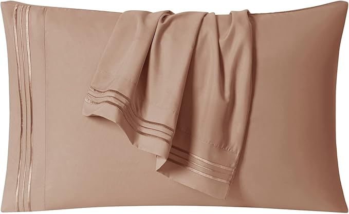 Clara Clark Bed Sheets, Premier 1800 Series 4 Piece Bed Sheet Set, Deep Pocket, Wrinkle, Fade, Stain Resistant, Luxury Soft Bedding Sheets & Pillowcases, Twin-XL, Taupe Sand