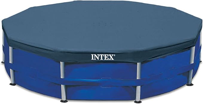 Intex Metal Frame 10ft x 30in Round Above Ground Outdoor Swimming Pool Set with 330 GPH Filter Pump, Cartridge, and Protective Round Pool Cover