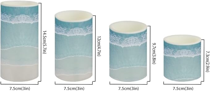 Flameless Flickering Candles with Remote Set of 2, Beach Light Blue, Color Changing Battery Operated LED Candles with Timer for Home Indoor Coastal Decoration