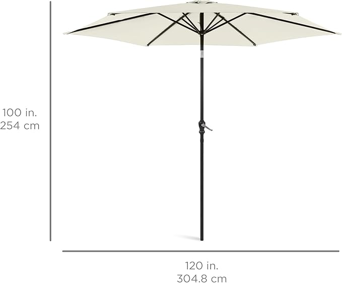 Best Choice Products 10ft Outdoor Steel Polyester Market Patio Umbrella w/Crank, Easy Push Button, Tilt, Table Compatible