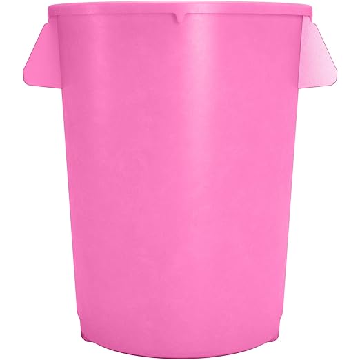 SPARTA Bronco 32 Gallon Trash Can, Thick Polyethylene Bin, NSF Certified Waste Container with Top Handles, Bottom Handholds, Reinforced Base and Stackable, LLDPE, 32 Gallon, Pink (Pack of 4)