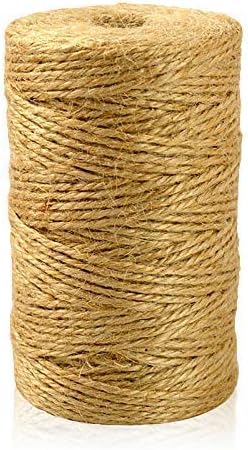 JijAcraft Jute Twine String 328 Feet, 2mm Natural Hemp for Gift Wrapping, 3-Ply Climbing Plant, Garden Craft, DIY Christmas Handmade Arts, Gift Decoration