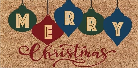LuxUrux Premium Christmas Door Mat Outdoor - Elegant Coir Holiday Door Mat, Absorbent and Non-Slip Front Doormat- Merry Christmas | Natural, Perfect for Holiday Entryways Indoors & Outdoors