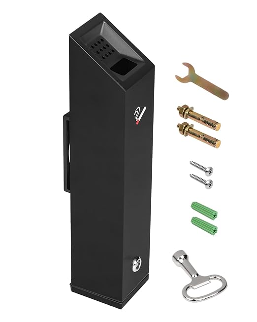 VEVOR Stainless Steel Outdoor Trash Can, Wall Mounted Weatherproof Lockable Cuboid Trash Container, Butt Receptacle for Garden, Office, Restaurant, Hotel, Bar, Black