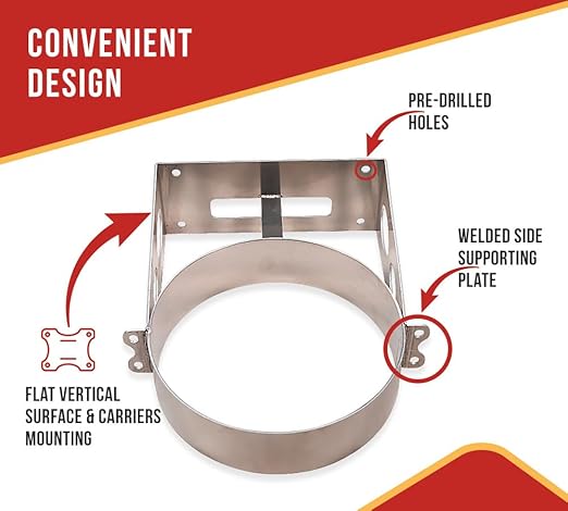 Mytee Products 2 Pack 4 Gallon Aluminum Trash Can Brackets Mount for Truck & Trailers - for Flat Vertical Surface & Carriers Mounting Holder for Galvanized Trash Can 10-1/2"