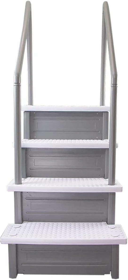 Aqua Select Anti-Slip in-Pool Steps | Gray/White Steps | for Above Ground Swimming Pools | Can Mount to Decks 48" to 54" H | Safety Stairs Capacity Up to 350 lbs