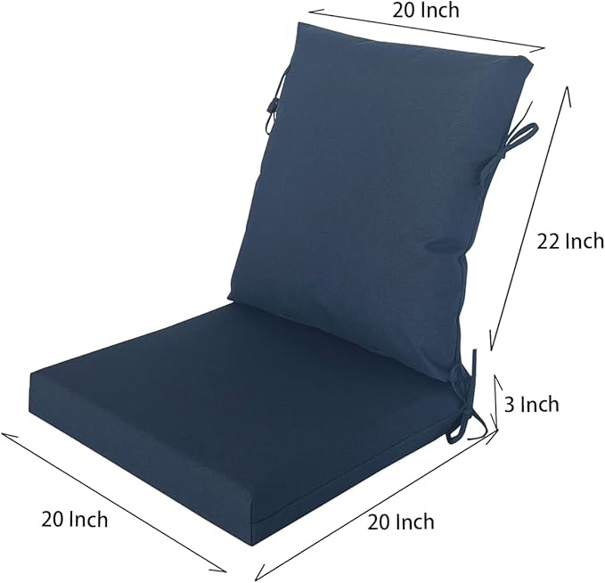 Goodgoods 20"x42" Outdoor Dining Chair cushion Set of 1 patio furniture cushion Resilient Foam Filling Water-Proof Stain-Resistant UV Resistant Weather Resistant Chairs Couch Sofa Upholstery Navy Blue