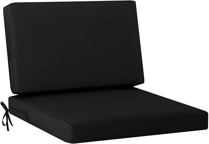 idee-home Outdoor Cushions for Patio Furniture, Outdoor Seat Cushion, Waterproof Couch Hampton Bay Deep Seat Replacement Chair Cushions for Garden Lawn Backyard Deck, 30 x 30 Black