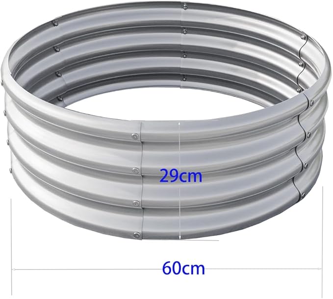 Galvanized Steel Fire Ring, Round Metal Garden Planter, Silver, Raised Bed, 24-Inch Diameter