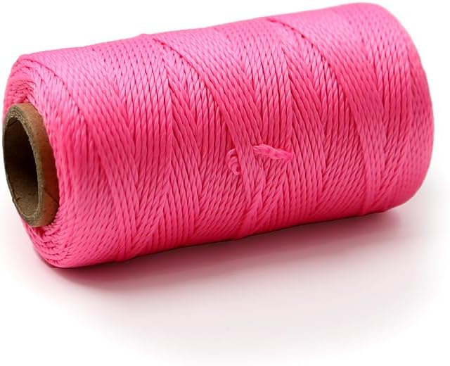 Mason Line String 1.3mm Thick Twisted Polypropylene – Durable Construction Twine for Laying Bricks, Blocks, Fences in Gardening, DIY & Landscaping Projects (Pink, 393 Ft)