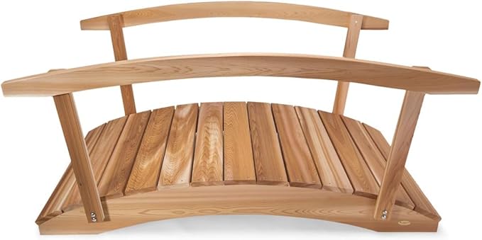 All Things Cedar FB72-R Garden Bridge with Side Rails | 6-Ft Cedar Wooden Bridge for Gardens, Backyards & Streams | Easy to Assemble & Made from Untreated Western Red Cedar | 71x38x34