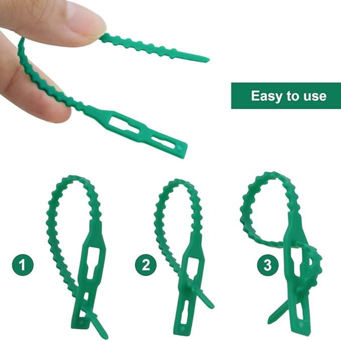 200-Piece Adjustable Garden Ties - Reusable Green Twist Ties for Plants