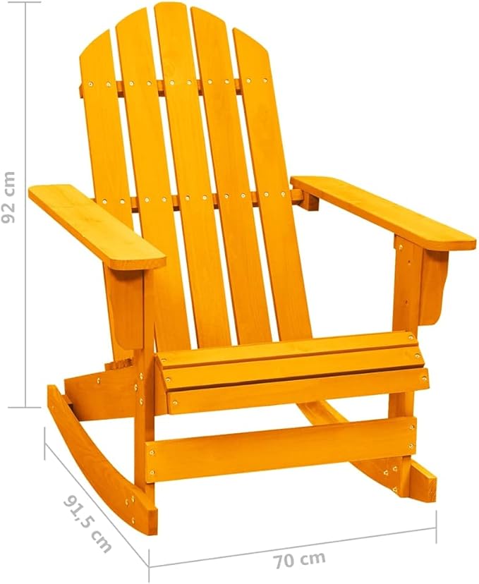 vidaXL Orange Adirondack Garden Rocking Chair - Moisture Resistant Solid Fir Wood - UV Finish - Outdoor - Comfortable Seating Solution - Wooden Chairs - Armchair