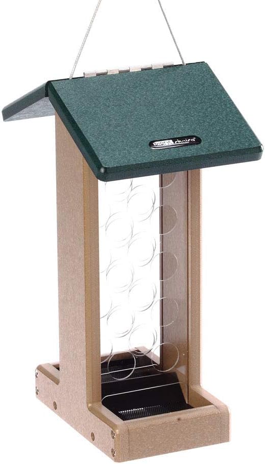 Birds Choice Whole Peanut Bird Feeder for Blue Jays and Woodpeckers - Durable Recycled Material, Taupe w/ Green, 7"L x 10.50"W x 14.75"H, Made in USA
