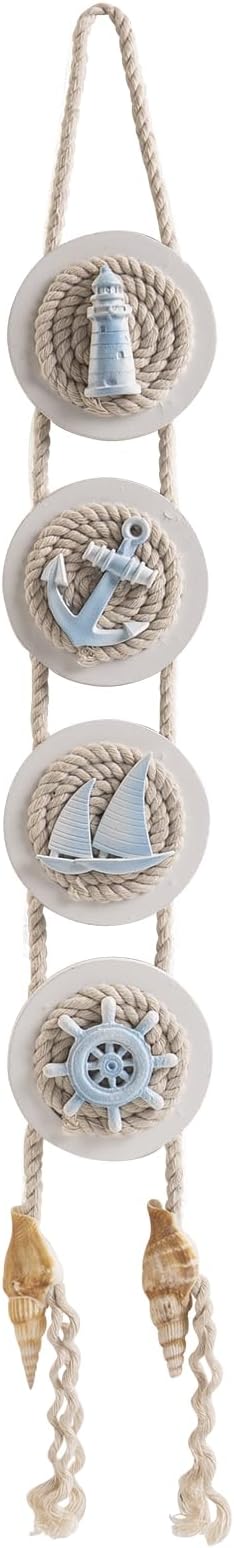 flangairy Coastal Wall Decor, 3D Lighthouse Anchor Seashell Sailboat Ship Wheel Beach Conch Wall Hanging Art, Nautical Ocean Beachy Themed Room Bathroom Decorations for Home