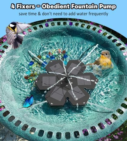 SZMP Solar Fountain Upgraded, 3.5W Snowflake Double Layer Colorful Lights, 2000mAh Battery 4 Fixes & 7 Nozzles, Solar Bird Bath Fountain for Garden Patio Pond Outdoor Décor