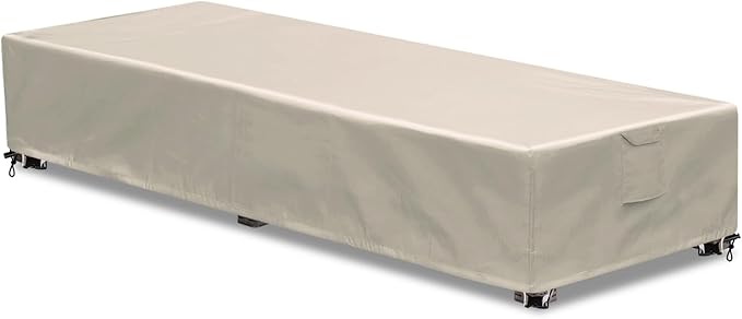 Outdoor Chaise Lounge Cover 1 Pack Patio Lounge Chair Covers Waterproof 600D Weather Resistant Material, UV Protection, Windproof Design Outside Furniture Covers 80" x 28" x 14" H,Beige