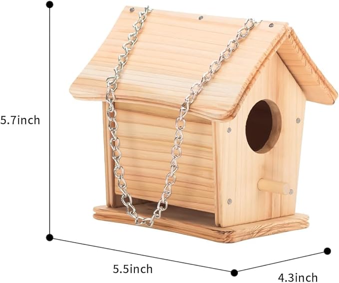 2pc DIY Birdhouse Kit, Cedar Wood Bird House Kits Bulk for Adults, Art Craft Outdoor Birdhouse, Solid Wood Weather Proof Material Painting Kit, Chain for Tree Hanging