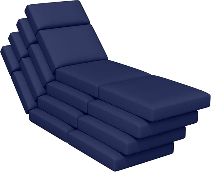 4 Pcs Chaise Lounge Cushions Outdoor, 72 x 21 x 4 Inch Lounge Chair Cushions for Outdoor Furniture - Waterproof Lounge Patio Replacement Cushion, 4In Fade-Resistant ThickPatio Chaise Lounge Cushion