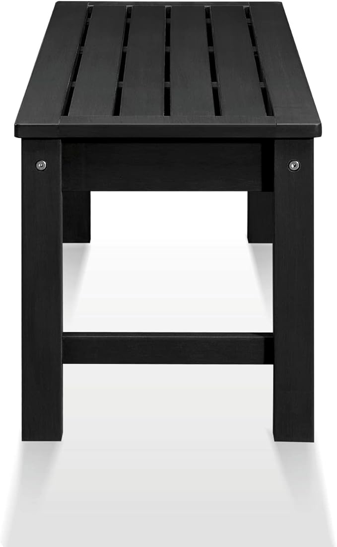 Psilvam Knight Bench, Two Person Outdoor Poly Lumber Patio Backless Bench, Weatherproof Garden Bench That Never Rot and Fade, Suit for Garden, Porch and Park (Black)