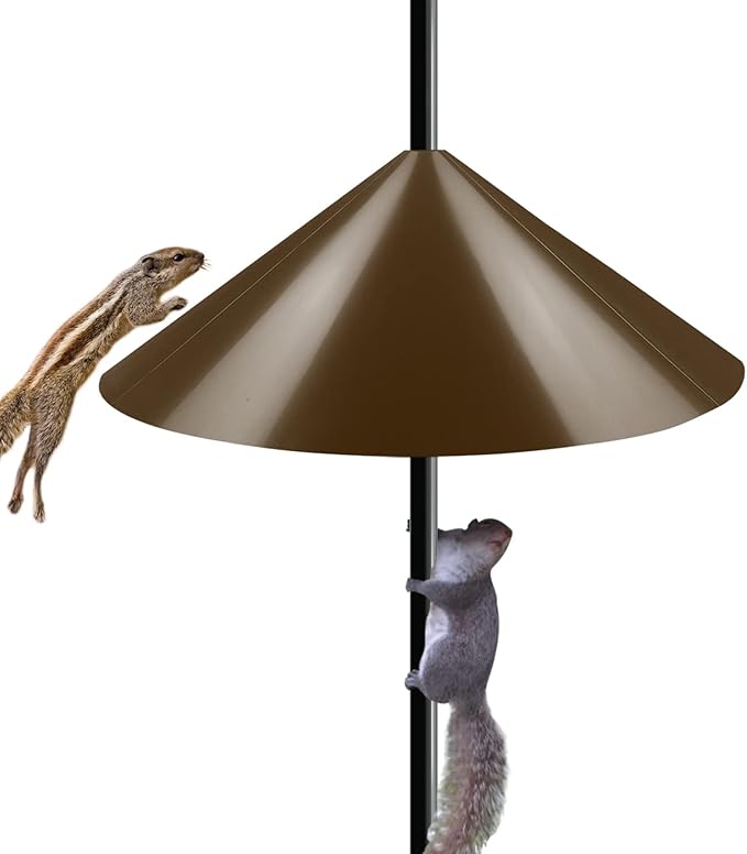 19 Inch Wide Squirrel Baffle for Bird Feeder Pole, Outside Pole Mount Stopper & Bird House Guard for Outdoor Shepherd’s Hook, Brown, 1 Pack