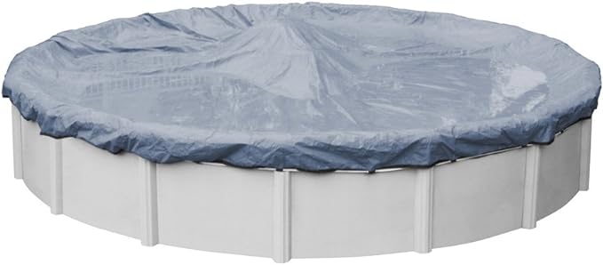 Robelle 12 ft Commercial Blue Winter Pool Cover for Above Ground Pools, 4 ft Overlap (16 ft Cover Size), Solid 12 x 12 Scrim, 3.7 oz/yd2, 18-Year Warranty, Style: 3412-4