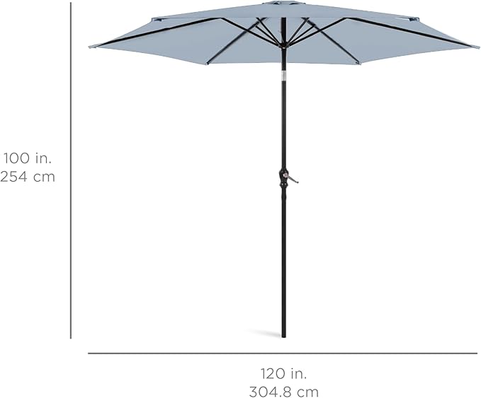 Best Choice Products 10ft Outdoor Steel Polyester Market Patio Umbrella w/Crank, Easy Push Button, Tilt, Table Compatible