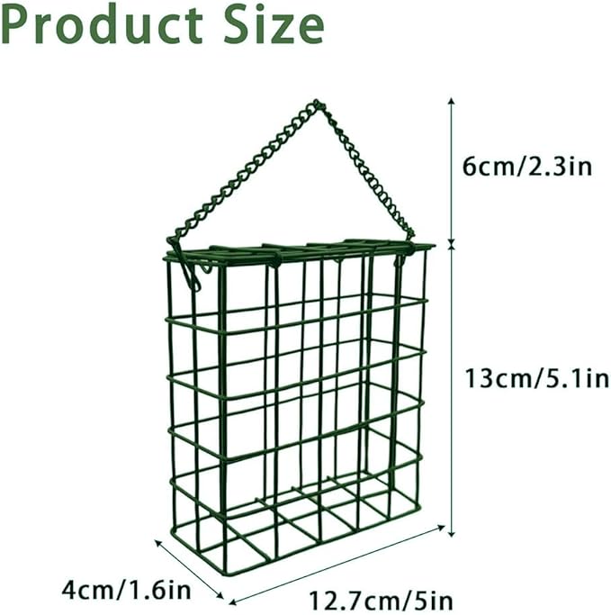Suet Cake Bird Feeder Hanging Wild Bird Feeder for Outdoor Garden Cages Outside Suet Fruit Capacity Feeders (2 Pcs Green)