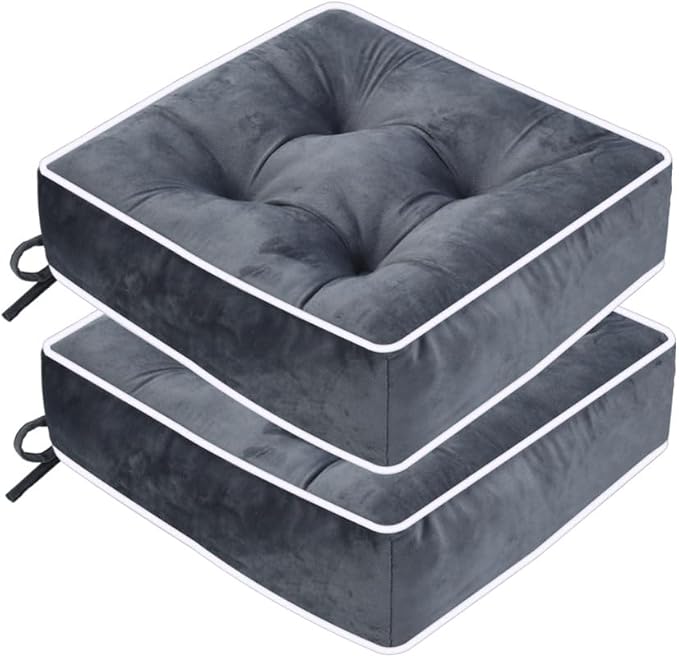 ERWUDEling Outdoor Chair Cushions Set of 2, Patio Cushions for Outdoor Furniture, Tufted Waterproof Outdoor Chair Pads, 17x17x5inch,Gray