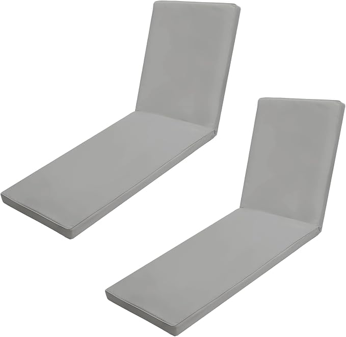 Outdoor Chaise Lounge Cushions for Patio, 71"x22"x3" Lounge Chair Cushions Set of 2, Waterproof Replacement Seat Pad for Outdoor Furniture (Grey, 2 Pcs)