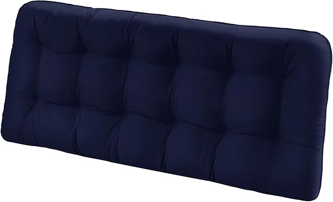 Tufted Bench Cushions for Outdoor Furniture, 59" x 18" Porch Swing Cushions Filled with Foam, Overstuffed Patio Cushions for Bench Loveseat with 2-3 Seats,Thick and Water Resistant, Navy