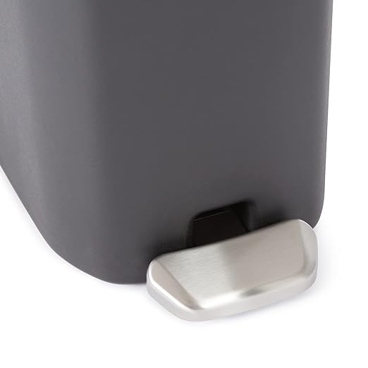 Amazon Basics Compact Plastic Bathroom Trash Can with Soft-Close Lid, Hands-Free Foot Pedal, Removable Inner Bucket, 6 Liters, Black