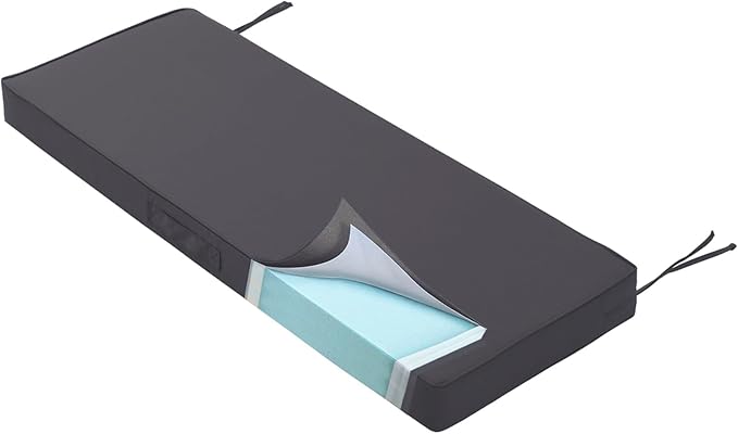 Outdoor Bench Cushion 4 inches Memory Foam Waterproof Patio Furniture Bench Cushion Porch Swing Cushion with Handle and Adjustable Strap, 36 x 18 Inch Dark Gray