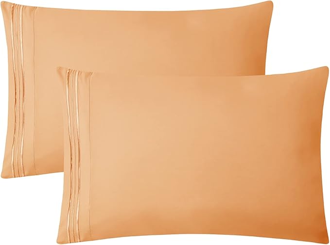 Clara Clark Bed Sheets, Premier 1800 Series 4 Piece Bed Sheet Set, Deep Pocket, Wrinkle, Fade, Stain Resistant, Luxury Soft Bedding Sheets & Pillowcases, California King, Apricot Orange