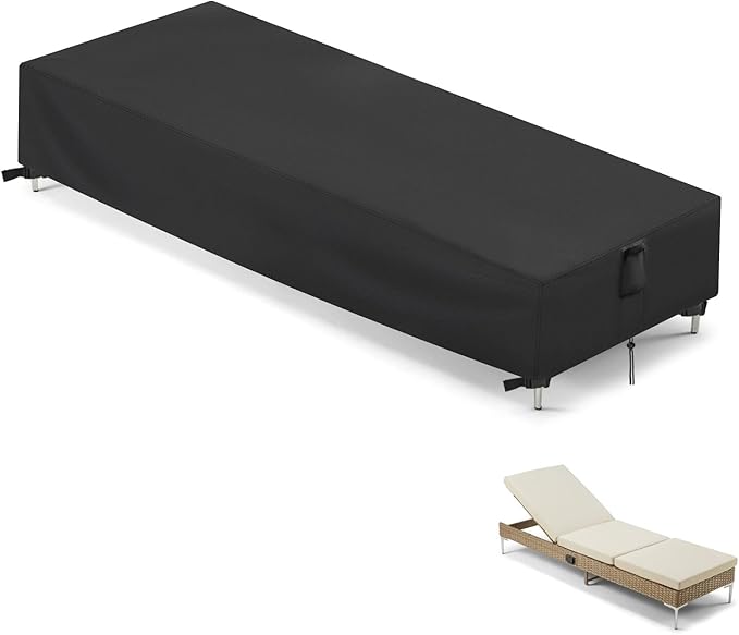 Outdoor Patio Chaise Lounge Cover, Waterproof Lounge Covers for Patio Furniture, Single Pool Lounge Chair Covers - 76 x 27 x 13 Inch