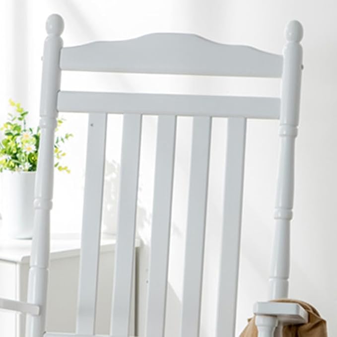 Wooden Porch Rocking Chairs for Adults Outside Rocker for Outdoor Patio Garden Lounge Living Room Indoor White