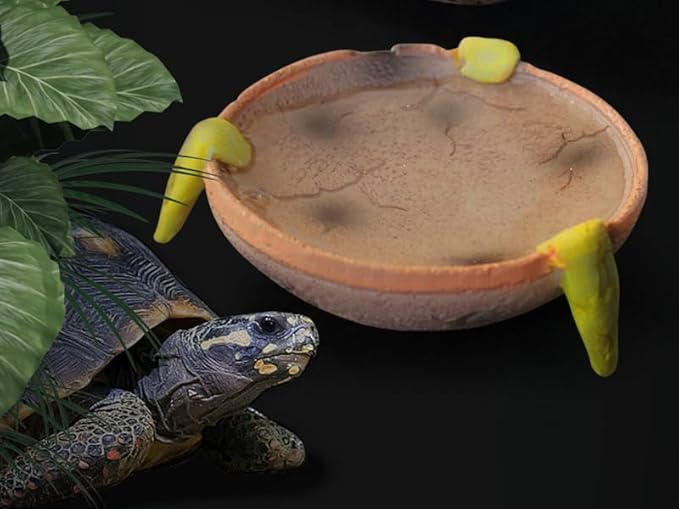 Reptile Feeding Dish round Bowl,Reptile rock food/Water Dish for Reptiles,Amphibians,Bearded Dragon,Lizard,Frog,Gecko,Tortoise,Hermit Crab and Other Little Critters,Made from Premium Resin(Small Size)