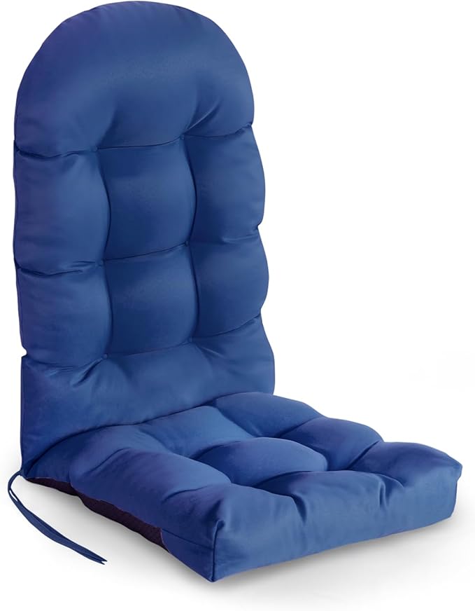 GREENVINES Adirondack-Chair-Cushion | Polyester | Waterproof | Outdoor High Back Rocking Chairs Cushions | Seat with Ties | Non-Slip | Thickened Pad for Patio | 44.5" x 17.3" x 4.1" | Blue