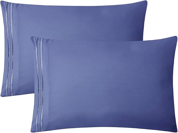 Clara Clark Bed Sheets, Premier 1800 Series 4 Piece Bed Sheet Set, Deep Pocket, Wrinkle, Fade, Stain Resistant, Luxury Soft Bedding Sheets & Pillowcases, Twin, Steel Blue