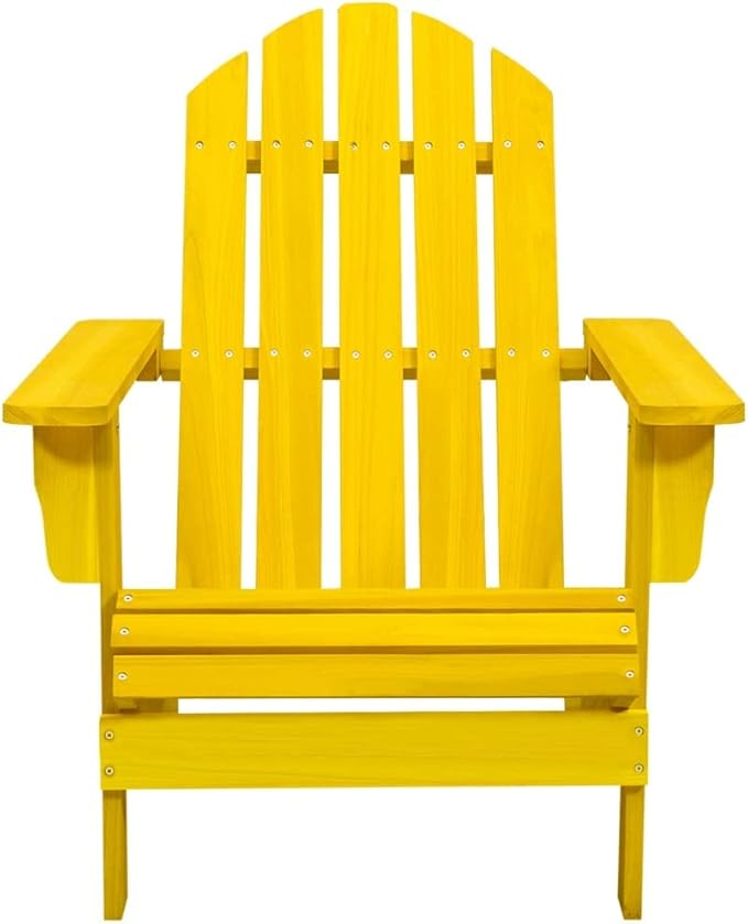 Patio Adirondack Chair Solid Fir Wood Yellow, Patio Dining Chairs, Bar Stools, Outdoor Seating for Outdoor Relaxation and Entertaining in Your Backyard or Poolside