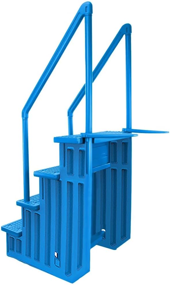 Aqua Select Anti-Slip in-Pool Steps | Blue | for Above Ground Swimming Pools | Can Mount to Decks 48" to 54" H | Safety Stairs Capacity Up to 350 lbs