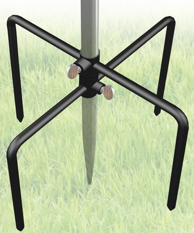 Garbuildman Pole Stabilizer Stand Applies to 0.62” Poles, Outdoor Bird Feeder Pole Base, In-Ground Anchor Support for Shepherds Hooks, Black, 1 Pack