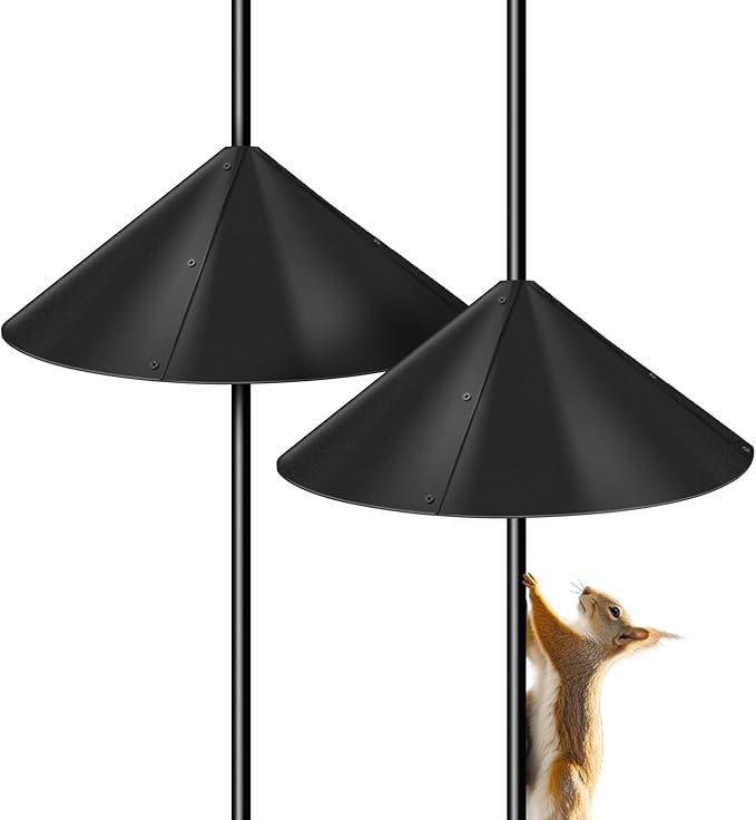 2 Pack Squirrel Baffle for Bird Feeder Pole, Outside Pole Mount Bird House Guard for Outdoor Shepherd’s Hook (19 inch)