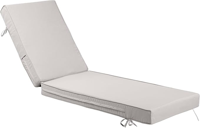 Outdoor Chaise Lounge Cushion, 4 Inch Thick Waterproof Fade Resistant Patio Furniture Lounger Chair Cushion Pad for Pool (1, Off-White, 72'' L x 21'' W x 4" T)