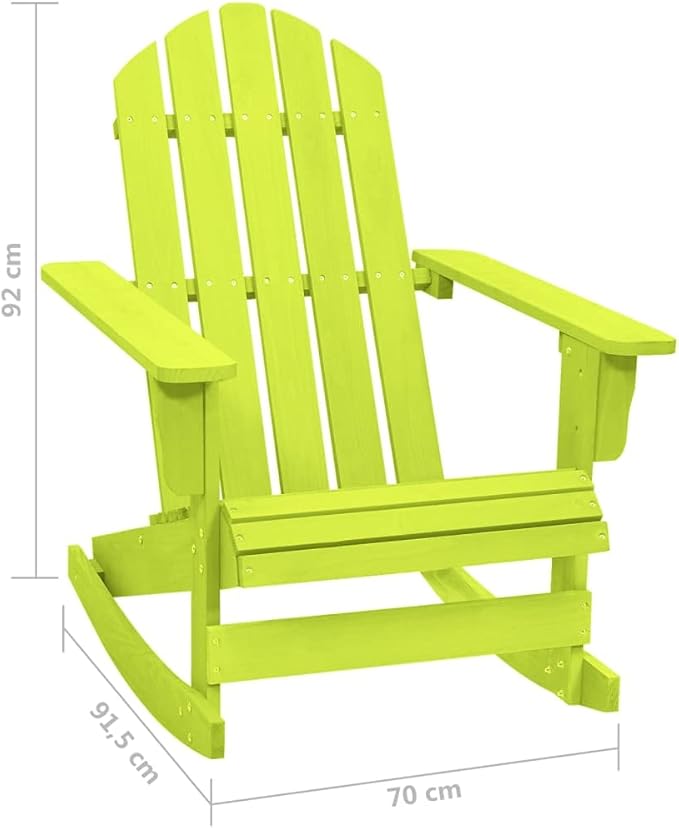 vidaXL Outdoor Patio Adirondack Rocking Chair - Solid Fir Wood - Weather - Ergonomically Designed for Comfort - Easy Assembly - Green