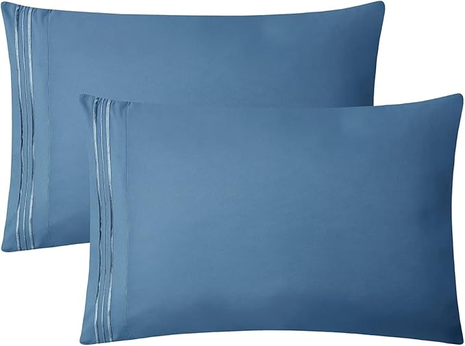 Clara Clark Bed Sheets, Premier 1800 Series 4 Piece Bed Sheet Set, Deep Pocket, Wrinkle, Fade, Stain Resistant, Luxury Soft Bedding Sheets & Pillowcases, Twin, Blue Heaven