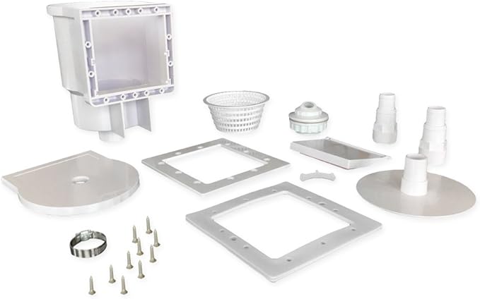 JED Pool Tools 45-400 Square Mouth Thru-The-Wall Skimmer & Accessory Kit for Above Ground Pool and Pool Cleaning Supplies, Made in USA