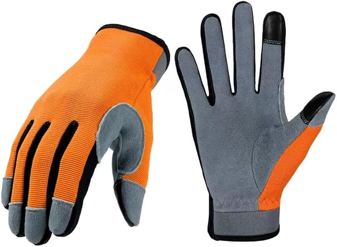 Men's & Women's Breathable Deerskin Palm Touchscreen Gloves for Cycling, Gardening, Hiking - Lightweight & Sweat-Absorbent Outdoor Work Gloves