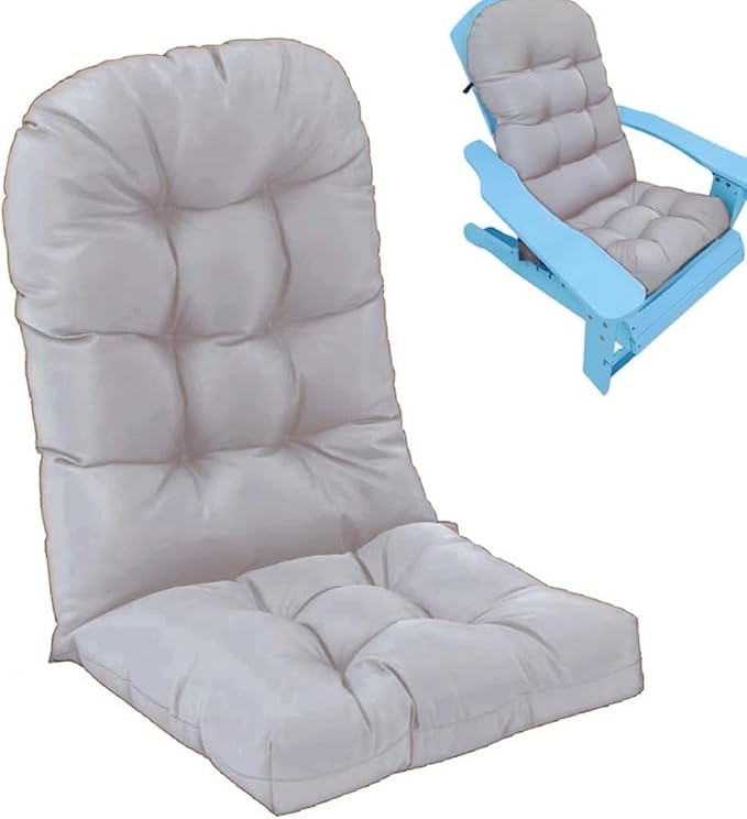 Waterproof Adirondack Chair Cushion,44inch Rocking Chair Cushion,High Back Patio Cushions Indoor and Outdoor Furniture Chair Cushions Pads with Ties (Light Gray)